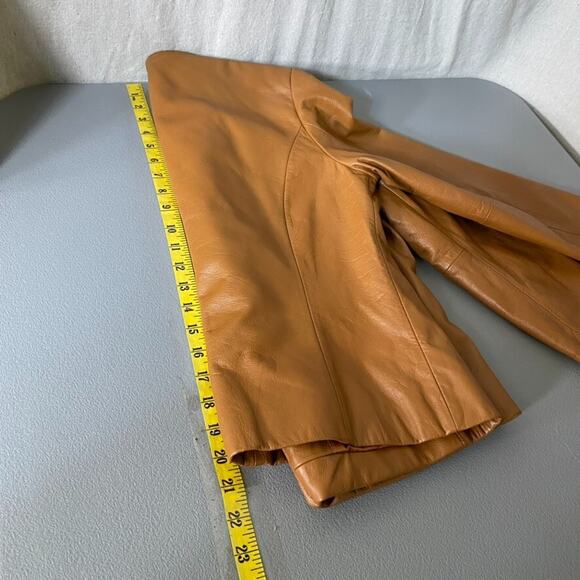 Apostrophe Womens Leather Bomber Jacket Size 6 Small Full Zip Motorcycle Edgy - Picture 14 of 15